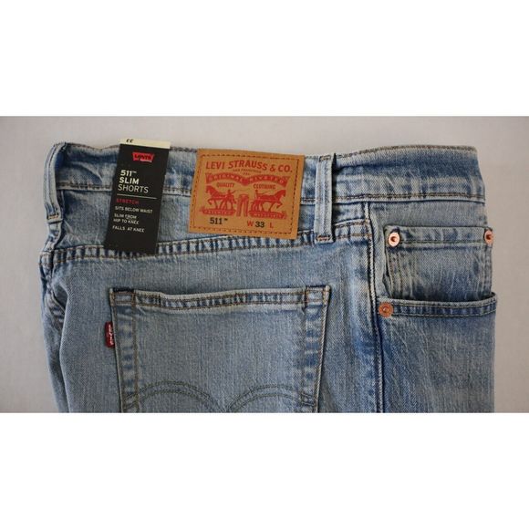 Levi's 511 Men's Sz 33 Blue Slim Fit Stretch Denim 10" Jean Shorts - Picture 6 of 6